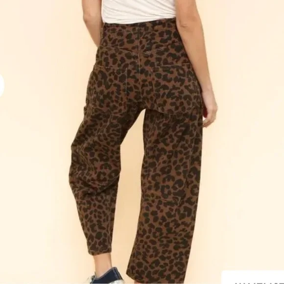 1️⃣ left. Haptics Leopard Print Drawstring Barrel Pants - Picture 3 of 3
